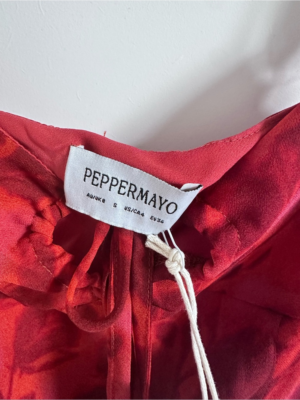 Peppermayo Red Patterned High-Low Slip Dress - Picture 4 of 5